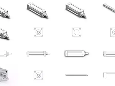 ISO 15552 Pneumatic Cylinder Bore 63mm Complete Stroke Series 3D Model Pack