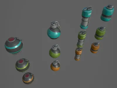 Sci Fi Grenades Low-poly 3D model