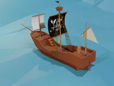 3d pirate ship   Free low-poly 3D model