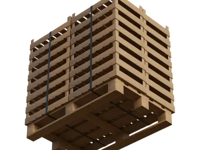 Wooden Fruit Crates On Pallet 3D model