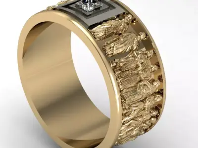 male ring  with antique statues 3D print model