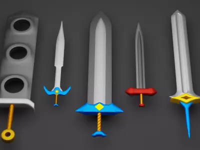 Swords Pack 5 Melee Weapons Low-poly 3D model
