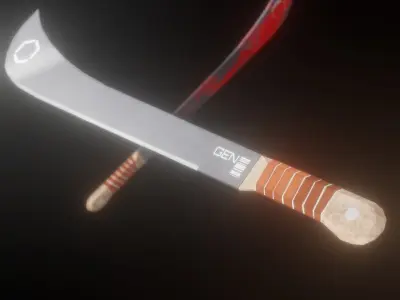 Machete Set bloody knife Low-poly 3D model