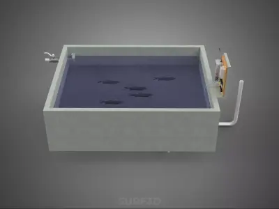 IOT SMART FISH POND AQUACULTURE MONITOR WATER LEVEL CIRCULATION 3D model