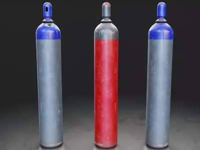 Industrial Gas Cylinder Set Low-poly 3D model