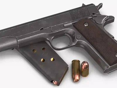 Colt M1911 Pistol Magazine and Bullets 3D model