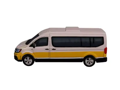 Low Poly Generic Minibus Vehicle Model PBR Texture Low-poly 3D model