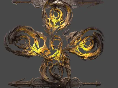 Air element Tree roots 3 Low-poly 3D model