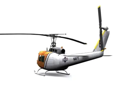Rescue helicopter uh 1 Low-poly 3D model