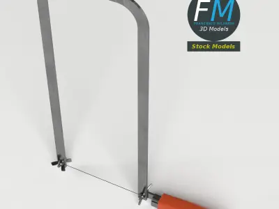 Fretsaw metal frame with handle 3D model