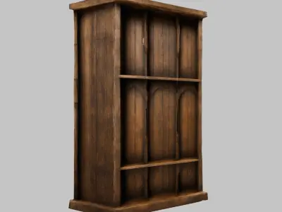 Wooden closet Medieval Furniture tall interior decor  Low-poly 3D model