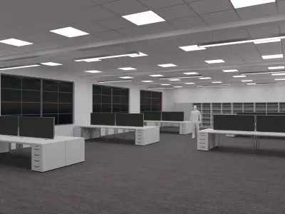 Office Space Interior 3 Low-poly 3D model
