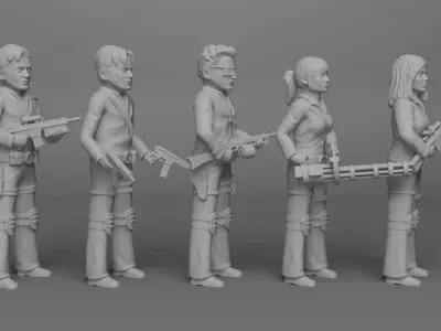 The Team America Military Outfit plus two characters pack 3D print model