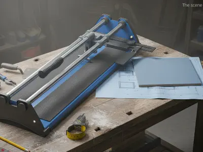Manual Tile Cutter Blue 3D model