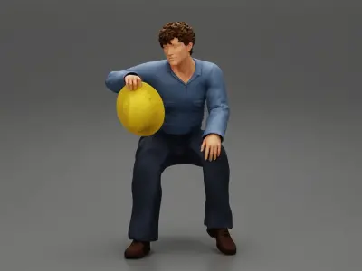 Industrial worker relaxing 3D print model