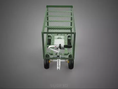 MOTORIZED DOUBLE DECKER TIER BED RACK TROLLEY WAGON CART GARDEN 3D model