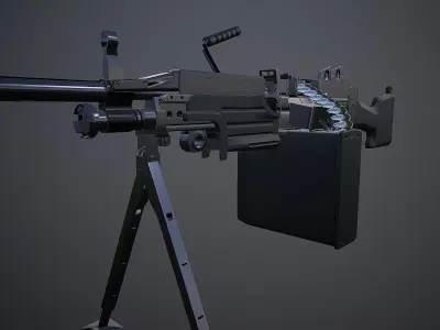 M249 machine gun Lowpoly Free low-poly 3D model