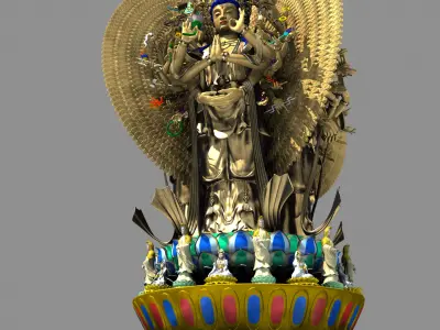 qian shou guan yin buddha thousand hands buddha 3D model