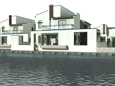 Villa modern house on water 3D model