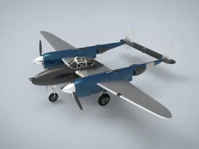 Lockheed P-38 Lightning 3D model 2