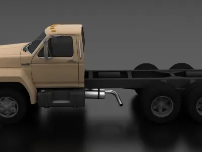 F-Series F-800 Truck Chassis Tandem Axle 1980 Low-poly 3D model