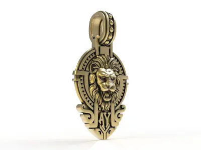Antique Roaring Lion Pendant 3D print model