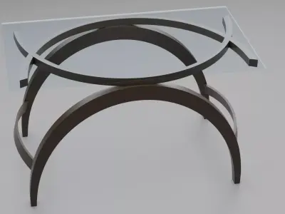 High-Poly Modern Wooden Table with Glass Top-Table Design 01 3D model