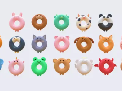 Lifebuoy animal Pack 01 Low-poly 3D model