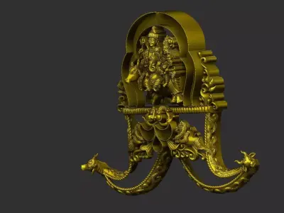 Divine Shiva Parvati Ganesha Gold Pendant Temple Jewelry  3D print model
