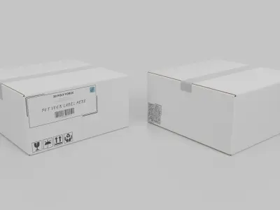White Cardboard Box R-442 - Rigged and Customizable Low-poly 3D model