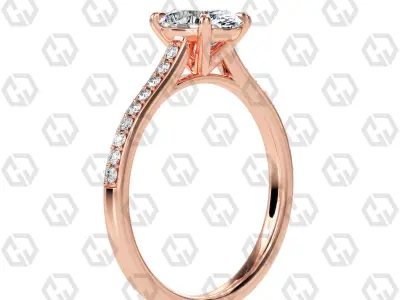 Ring 56 Oval shape pave setting ring with gems 3D print model