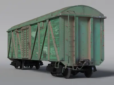 Old Cargo Wagon Green 3D model