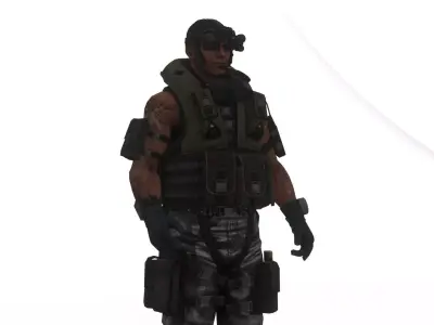 Elite Modern Soldier 3D Model  Rigged and Game Ready Low-poly 3D model