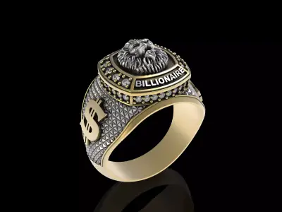 Lion Head Billionaire Hip Hop Ring 3D print model