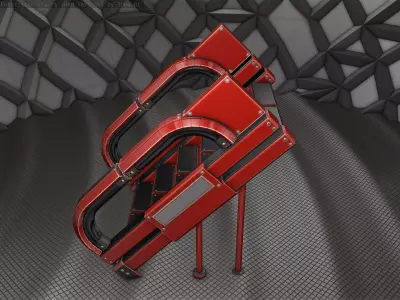 Sci-Fi Stairs -  4 - Red Version  Low-poly 3D model