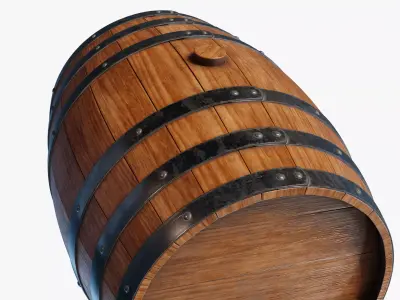 Wooden Barrel 02 3D model