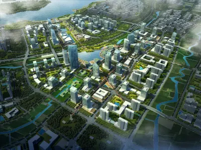 3Dmax fashion city commercial square building 374 3D model