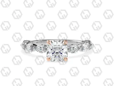 Ring 180 Radiant Shape marquise on shanks with Gems 3D print model
