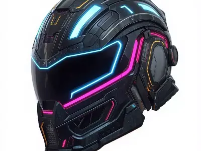 Cyber-Industrial Pilot Helmet 3D Model Low-poly 3D model purchase