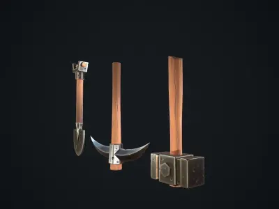 Stylized tools Low-poly 3D model