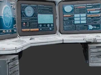 Sci Fi Research Console Low-poly 3D model