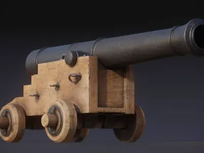 Heavy Ship Cannon 17th Century Low-poly 3D model