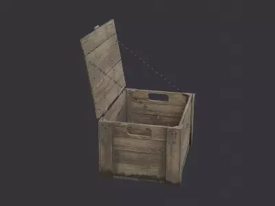 Military Wood Open Crate Low-poly 3D model