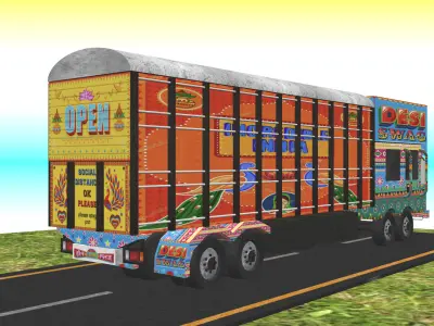 Indian Truck Model 2 Low-poly 3D model