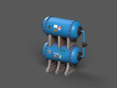 Stacked liquid fuel tanks - PBR - UE5 Free low-poly 3D model