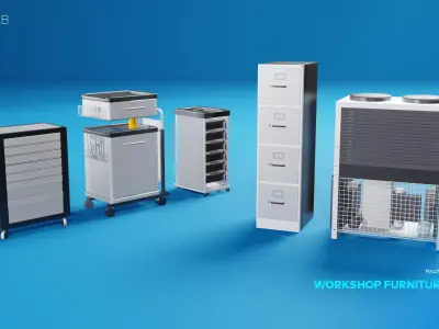 Industrial Workshop Furniture Set 02 3D model