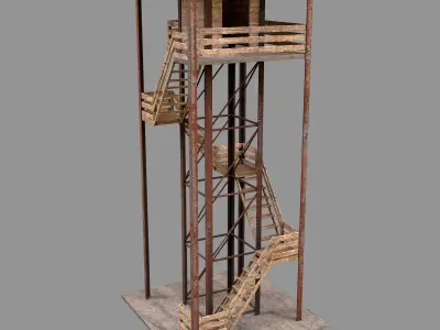 A low-poly 3D model of a military tower Low-poly 3D model purchase