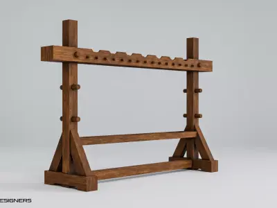 Medieval Weapon Rack Low-poly 3D model purchase