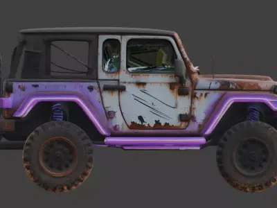 Cyberpunk Rusty Off Road Monster Truck 3D Model V03 Low-poly 3D model