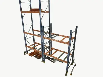 modular warehouse metal shelf Low-poly 3D model